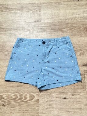 LOFT Star Print Chambray Shorts 4” Inseam Blue Size 6 Summer